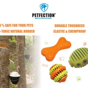 PETFECTION Dog Chew Toys 3 Pack, Dog Toys for Aggressive Chewers Large Breed, Multifunctional Teeth Cleaning and Gum Massage, Tough Dog Toys from 100% Natural Rubber for Large and Medium Dogs