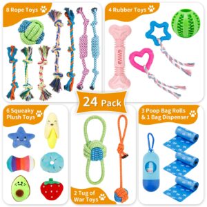 Enido Dog Rope Toys for Small & Medium Breed Dogs, Puppy Chew Toys, 24 Pack Puppy Teething Toys, Promote Dog Dental Health, Exercise & Bonding