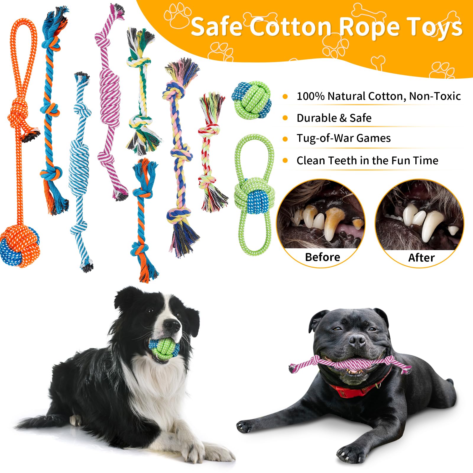 Enido Dog Rope Toys for Small & Medium Breed Dogs, Puppy Chew Toys, 24 Pack Puppy Teething Toys, Promote Dog Dental Health, Exercise & Bonding