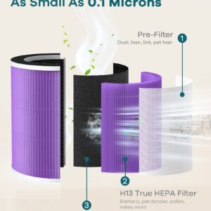 Welov P100 Air Purifier Pet Care Filter 2 Packs, 3-in-1 H13 True HEPA and High-Efficiency Activated Carbon Filter for Pet Dander Hair Pollen Dust Pet Odor, and Other Unwanted Smells