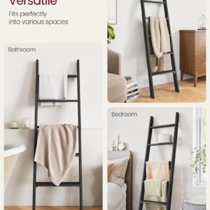 VASAGLE Blanket Ladder Decorative Farmhouse for The Living Room, 5-Tier Ladder Shelf, Ladder Rack for Storage and Decor, Ebony Black ULLS018B56