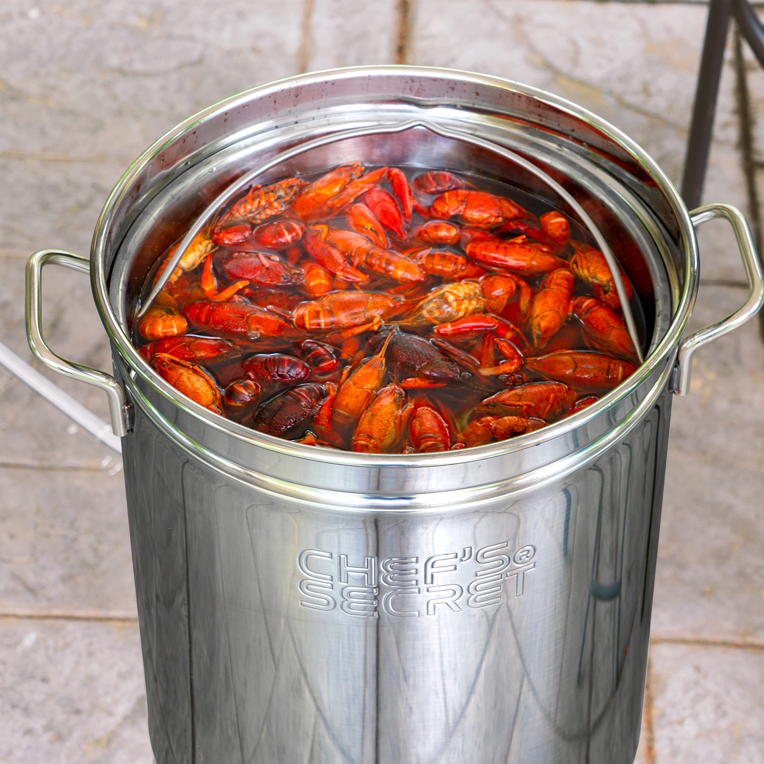 Chef's Secret 44 Quart Stainless Steel Stockpot w/Basket Perfect for Gumbo, Spaghetti, Crawfish Boils, Stews and Gumbo