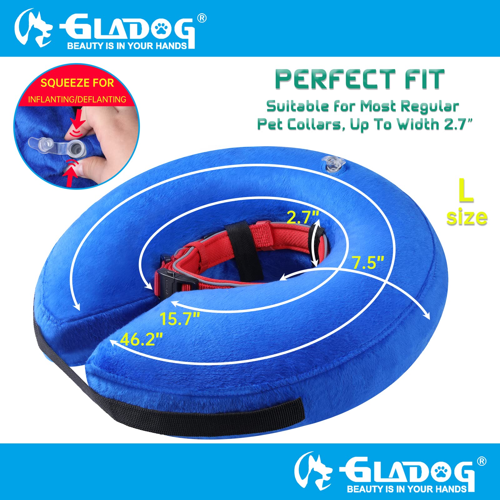 Soft Inflatable Dog Cone Collar Set, Protective Dog Donut Collar with a Comfy Plastic Cone for Dogs After Surgery, 2 E-Collars Protect More Areas, Adjustable Dog Cones for Large Medium Small Dog