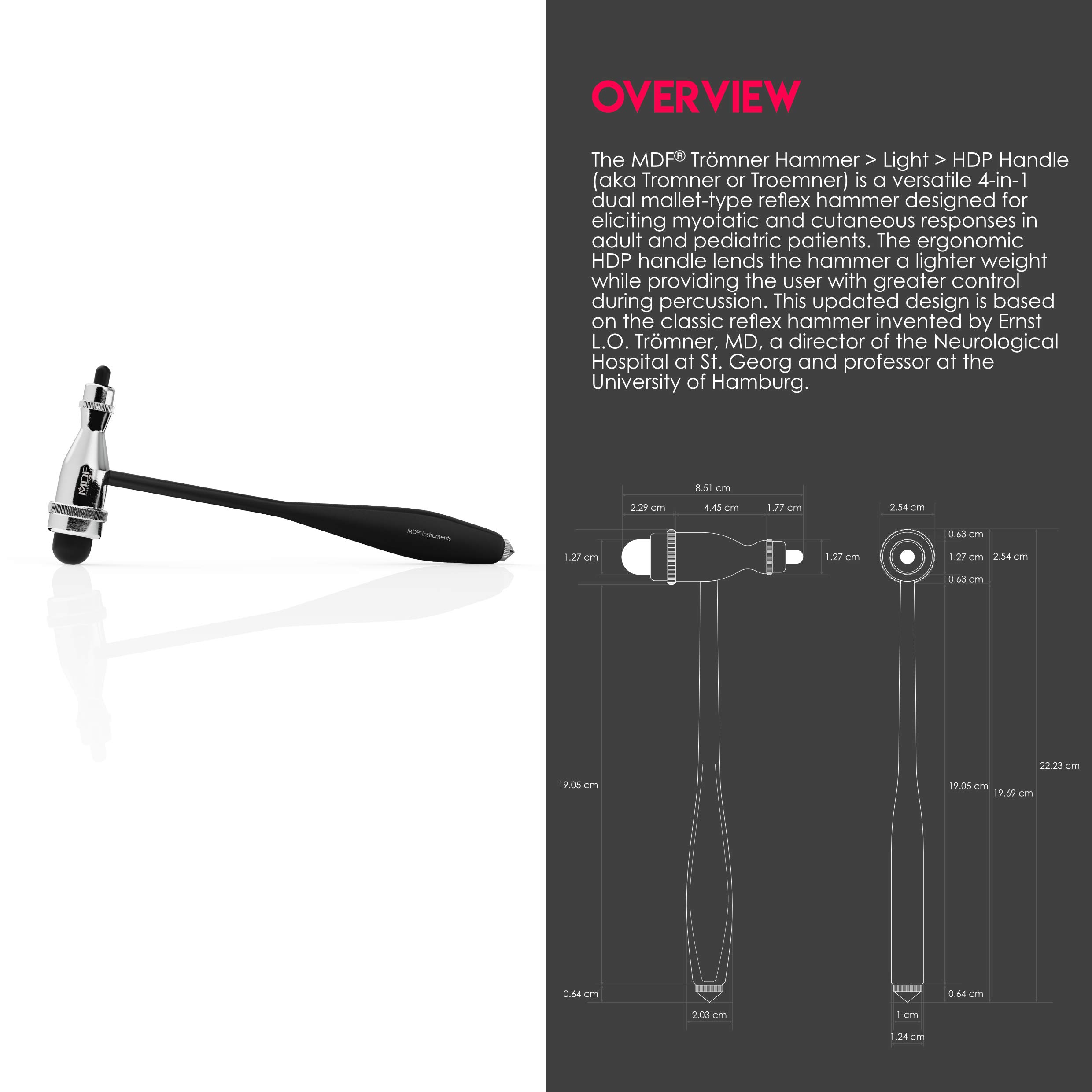 MDF Instruments Tromner Neurological Reflex Hammer with Built-in Brush and MDF LUMiNiX Illuminator Medical Professional Diagnostic Penlight