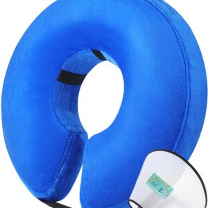 Soft Inflatable Dog Cone Collar Set, Protective Dog Donut Collar with a Comfy Plastic Cone for Dogs After Surgery, 2 E-Collars Protect More Areas, Adjustable Dog Cones for Large Medium Small Dog