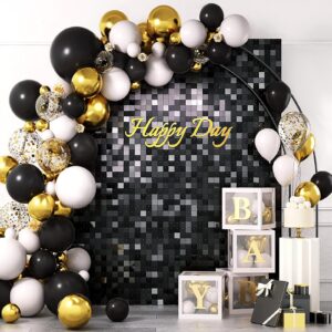 EMART 100pcs Black Balloons 12 Inch with Ribbon, Latex Party Balloons Helium Quaility for Birthday, Wedding, Baby Shower, Balloon Garland Arch, Graduation, Christmas Decor