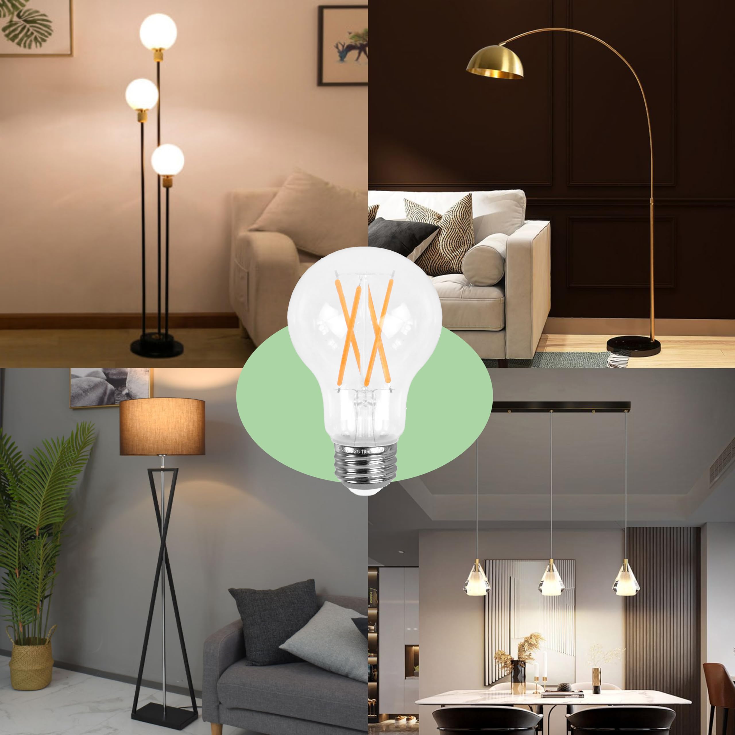 Tokira Retro LED Edison Bulb, E26 8W, Equivalent to 60W, 3000K, Dimmable, Filament Bulb,1200 Lumens, High Brightness Warm White, Transparent Glass, 2 Sets