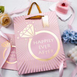 Loveinside Wedding Gift Bag with Tissue Paper, Gift Tag and Greeting Card for Wedding, Birthday, Party, and More - 10" x 5" x 13", 1 Pcs, Wedding Ring Pink