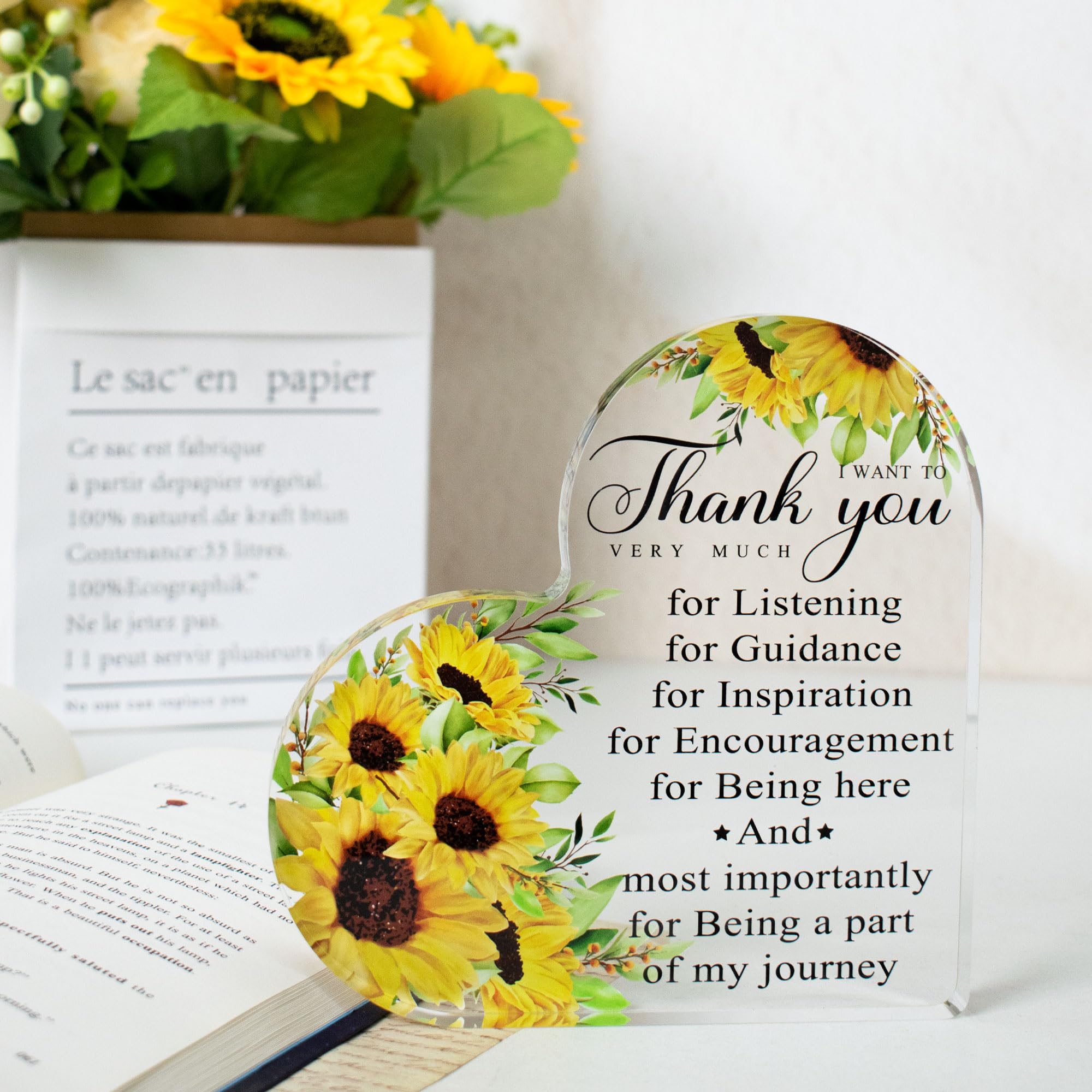 Thank You Gifts for Women, Appreciation Gift Thanks Giving Gift for Teacher, Boss Lady, Coworker, Office Manager, Nurse, Mom - Colleague Leaving Gift, Acrylic Desk Decorative Sign