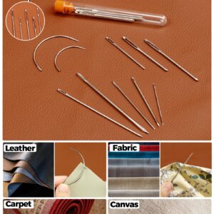 PLANTIONAL Leather Repair Sewing Kit: 31pcs Leather Working Tools with Pro Waxed Thread, Large Eye Hand Sewing Needles, 3 Versatile Awl, Heavy Duty Sewing Kit for Car, Upholstery, Vinyl, Canvas 02