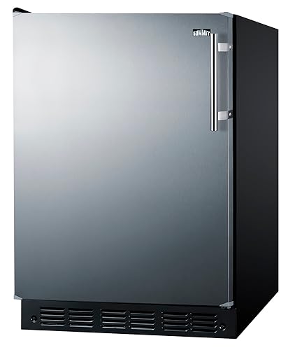 Summit FF6BK2SSADALHD 24” Wide ADA Under Counter Refrigerator 5.5 cu.ft. Made in Europe with Automatic Defrost Operation, Reversible Stainless-Steel Door, Deluxe black interior (ADA Left Hand Door)