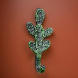 The Bridge Collection Cast Iron Cactus Hook for Wall - Metal Cactus Coat Rack for Southwestern, Desert, Boho Home Decor - Coat, Towel, Key Hook Prickly Pear Cactus Decor