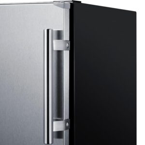 Summit FF6BK2SSADALHD 24” Wide ADA Under Counter Refrigerator 5.5 cu.ft. Made in Europe with Automatic Defrost Operation, Reversible Stainless-Steel Door, Deluxe black interior (ADA Left Hand Door)