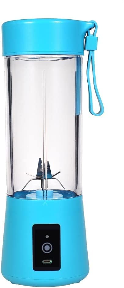 Portable Blender USB Rechargeable Best Personal Blender for Shakes and Smoothies, with 4 Ultra-sharp Blades for Travel, Office & Sports (Blue)