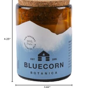 Cedarwood, Nutmeg & Lavender Essential Oil & Pure Beeswax Candle in Blown Glass Jar. Bluecorn Beeswax Botanica. 8 oz.