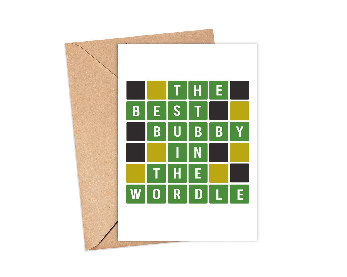 MoltDesigns Wordle For Bubby Card - The Best Bubby In The Wordle - Bubby Gift Wordle - Wordle Themed Fathers Day Card - Wordle Lover Card - Word Game - Birthday Bubby Card - Fathers Day Idea Gift