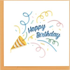 quilling card 3-d happy birthday greeting card - streamers and party decor