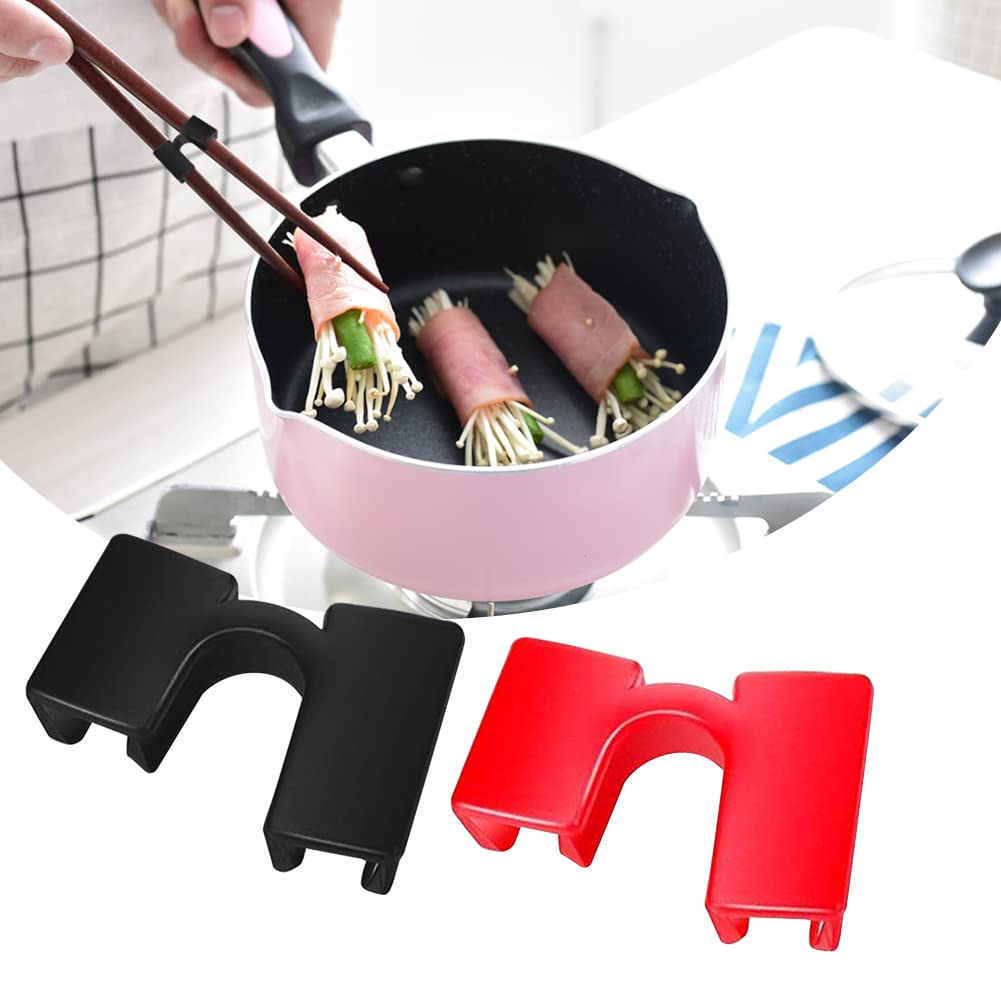 10 Pcs Reusable Chopsticks Helpers Training Chopstick Hinges Connector Practice Chinese Chop Stick Easy Chopstick Trainers for Children, Adults, Beginner (Black & Red)