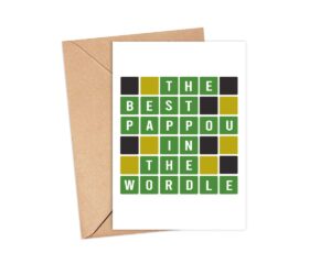 moltdesigns wordle for pappou card - the best pappou in the wordle - pappou gift wordle - wordle themed fathers day card - wordle lover card - word game - birthday pappou card - fathers day idea gift