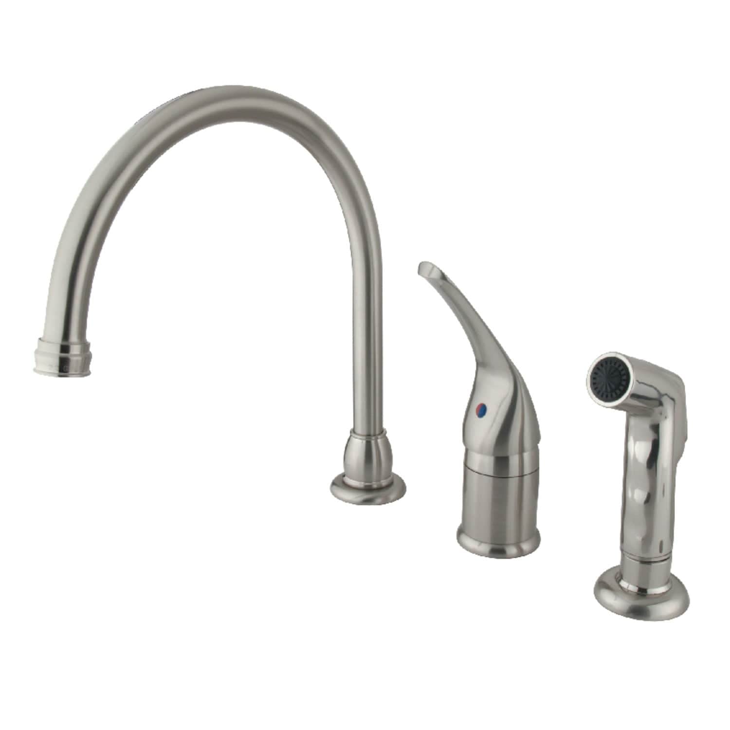 Kingston Brass Chatham Deck Mount Widespread Kitchen Faucet with Side Sprayer Brushed Nickel Brushed