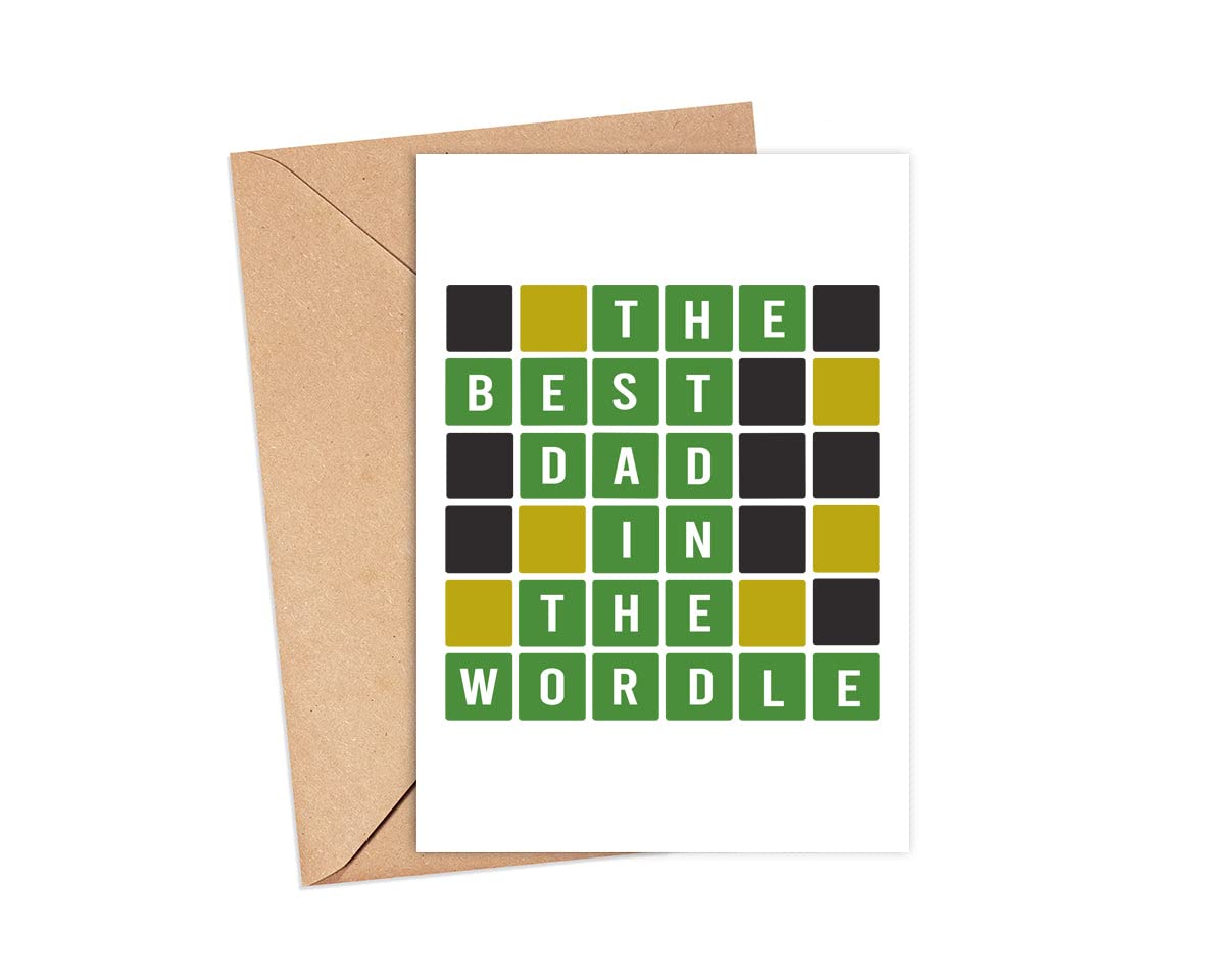 MoltDesigns Wordle For Dad Card - The Best Dad In The Wordle - Dad Gift Wordle - Wordle Themed Fathers Day Card - Wordle Lover Card - Word Game - Birthday Dad Card - Fathers Day Idea Gift