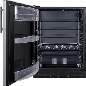 Summit FF6BK2SSADALHD 24” Wide ADA Under Counter Refrigerator 5.5 cu.ft. Made in Europe with Automatic Defrost Operation, Reversible Stainless-Steel Door, Deluxe black interior (ADA Left Hand Door)