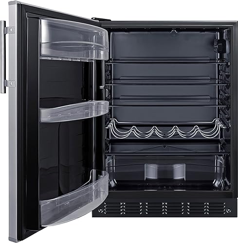 Summit FF6BK2SSADALHD 24” Wide ADA Under Counter Refrigerator 5.5 cu.ft. Made in Europe with Automatic Defrost Operation, Reversible Stainless-Steel Door, Deluxe black interior (ADA Left Hand Door)