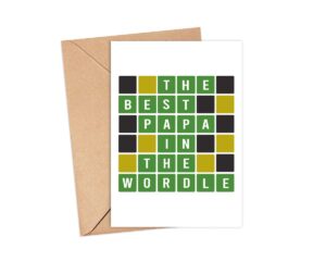 moltdesigns wordle for papa card - the best papa in the wordle - papa gift wordle - wordle themed fathers day card - wordle lover card - word game - birthday papa card - fathers day idea gift