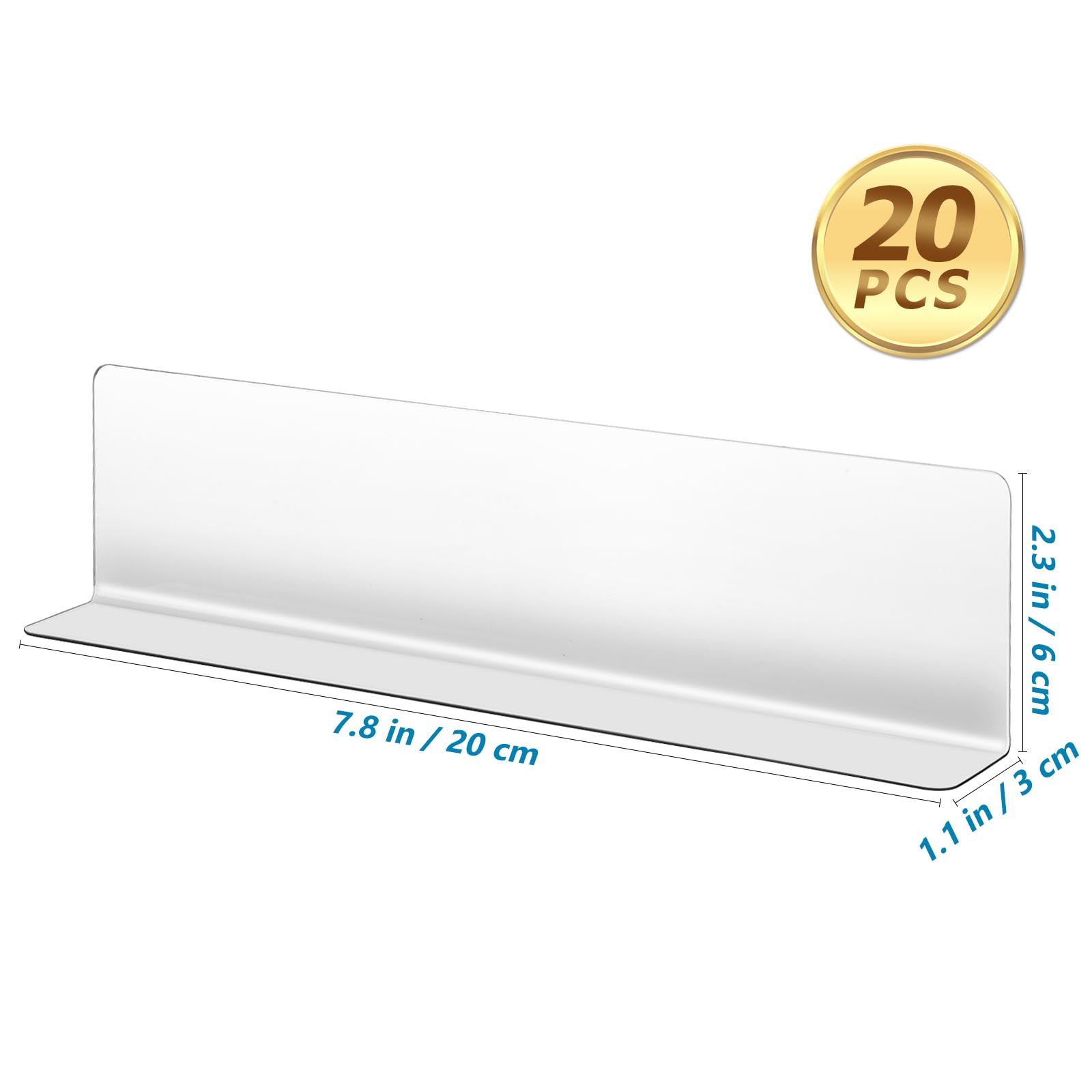 Yardwe 20pcs Partition Plate Kitchen Cabinet Shelves Cabinet Shelf Rack Magnetic Shelves T Shape Shelf Divider Clear Acrylic Shelf Dividers Supermarket Shelf Divider Plastic Shelf Divider