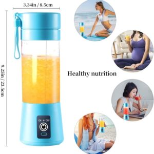 Portable Blender USB Rechargeable Best Personal Blender for Shakes and Smoothies, with 4 Ultra-sharp Blades for Travel, Office & Sports (Blue)