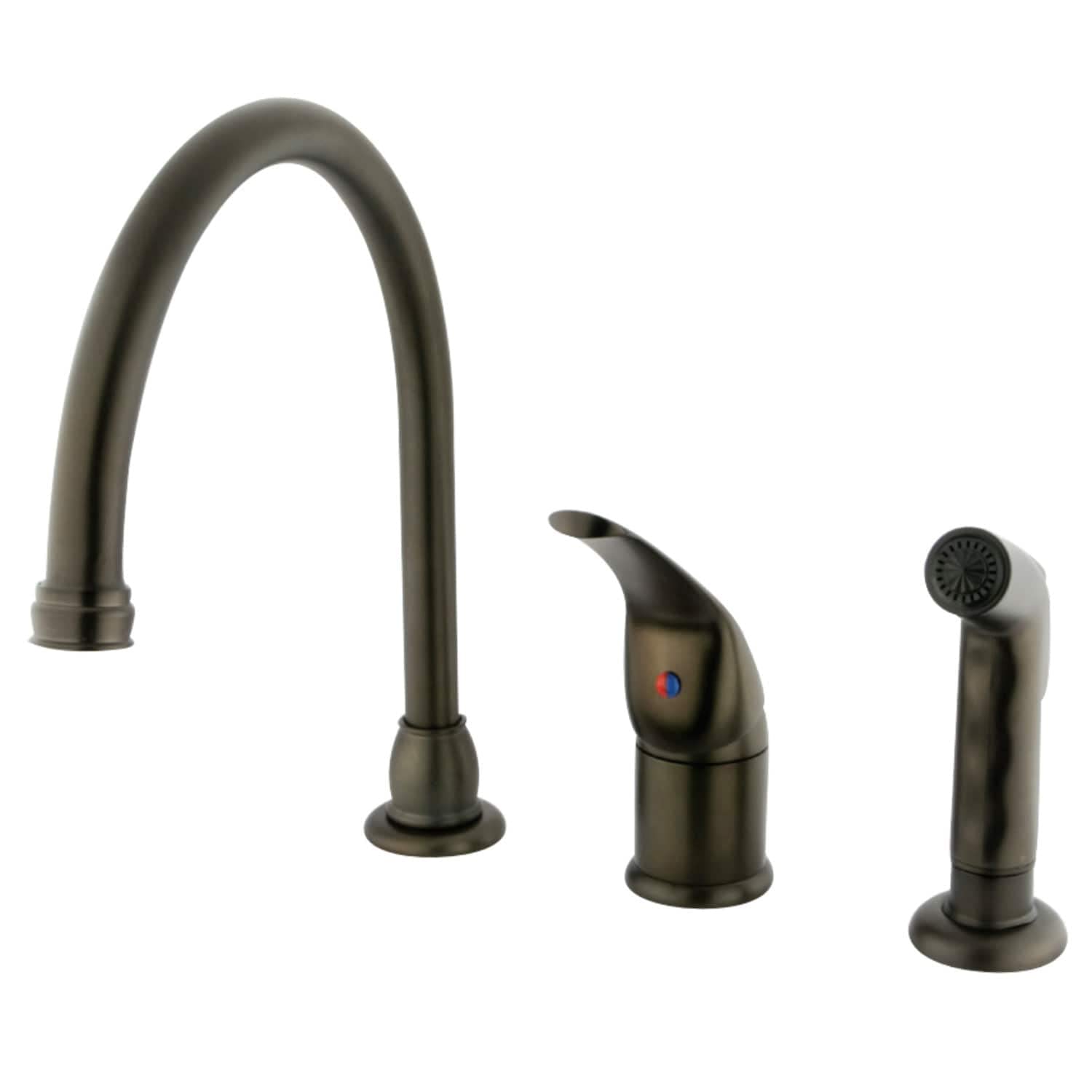 Kingston Brass Chatham Deck Mount Widespread Kitchen Faucet with Side Sprayer Brushed Nickel Brushed