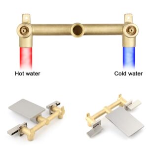 POP SANITARYWARE Waterfall Tub Faucet Brushed Nickel Wall Mounted 2 Handle Bathtub Faucets Solid Brass Roman Tub Filler with Valve 8233-4N