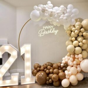 YAOWKY 100PCS Brown Balloons Different Sizes 18 12 10 5 Inches,Matte Coffee Brown Latex Balloons Garland Arch Kit with Glue Dot and Strip for Birthday Weddings Anniversary Graduation Party Decorations