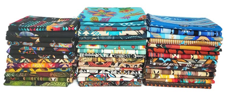 10 Fat Quarters - Southwest Southwestern Aztec Tribal Adobe Cliffs Desert Cactus Plains Woven Blanket Baskets Pottery Stripes Fabrics Quality Quilters Cotton Assorted Fat Quarter Bundle