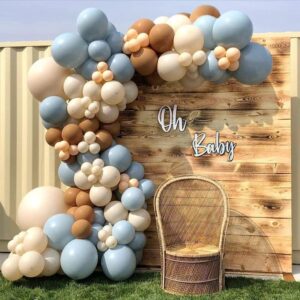 Dusty Blue Balloons Different Sizes Double Stuffed Blue Balloon Garland 18 12 10 5inch Latex Slate Blue Balloon Pastel Blue Balloon Arch Kit for Neutral Birthday Party Decoration Baby Shower