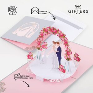 HAPPY GIFTERS Wedding 3D Pop Up Valentine Card – Pop Up Love Cards – Wedding Cards for Bride and Groom – Anniversary card 3D – Just Married Card - 3D Card Love with Envelope Included