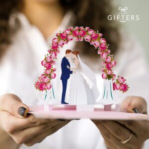 HAPPY GIFTERS Wedding 3D Pop Up Valentine Card – Pop Up Love Cards – Wedding Cards for Bride and Groom – Anniversary card 3D – Just Married Card - 3D Card Love with Envelope Included