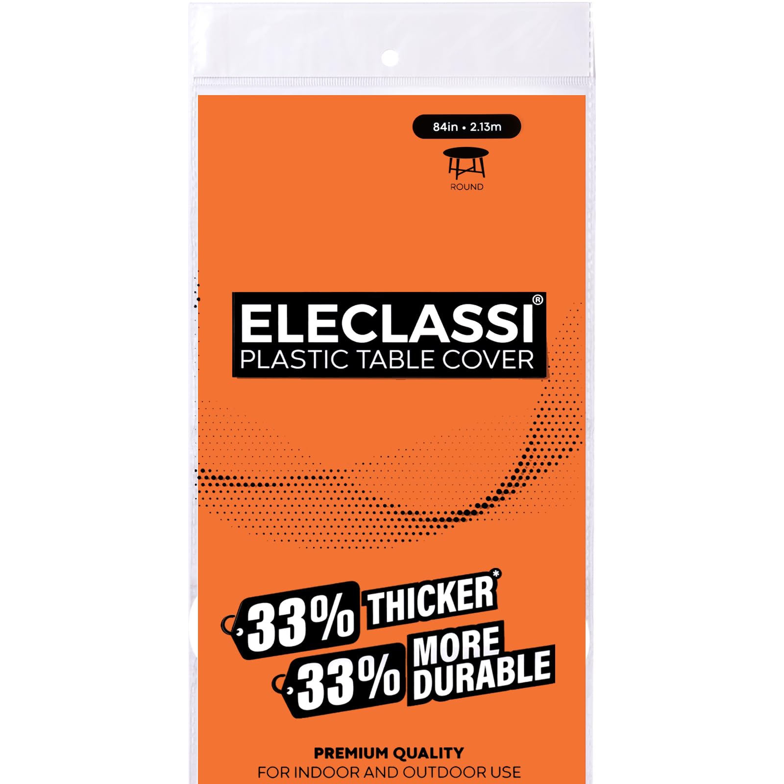 Eleclassi Orange 6 Pack Premium Round Disposable Plastic Tablecloth - 84 Inch Round Plastic Table Cloths for Parties Disposable Tablecloth - Round Plastic Tablecloth - Orange Round Tablecloth