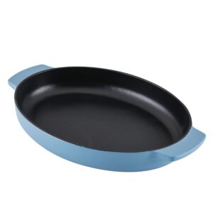 kitchenaid enameled cast iron au gratin oval roasting pan, 2.5 quart, blue velvet