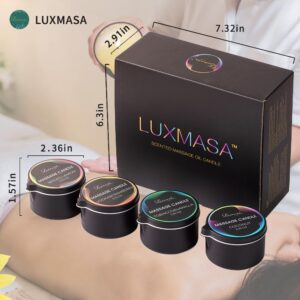 LUXMASA Low Temp Massage Candles for Massage Therapy-Natural Soybean Massage Oil Candles for Couples-Romantic Body Lotion Candle Wax Gift Set of 4 pcs 13.4 OZ