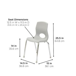 Children’s Factory, AB8014GYC, 14" H MyPosture Chair, Gray, Middle & High School Desk or Activity Table Chair, Big Kids Flexible Seating Classroom Furniture