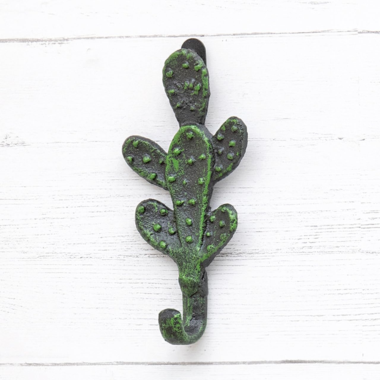 The Bridge Collection Cast Iron Cactus Hook for Wall - Metal Cactus Coat Rack for Southwestern, Desert, Boho Home Decor - Coat, Towel, Key Hook Prickly Pear Cactus Decor