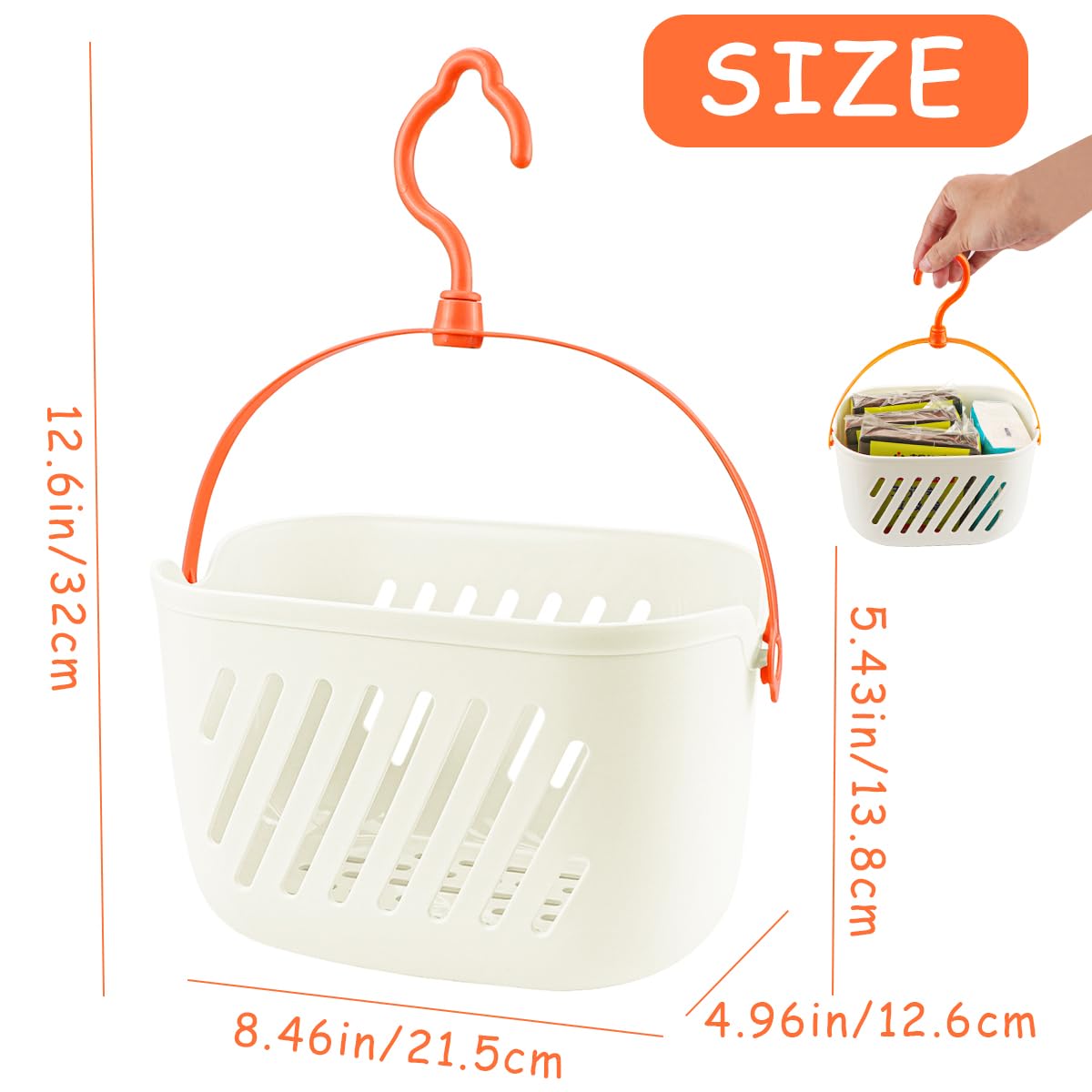 LNQ LUNIQI Plastic Hanging Shower Caddy with Hook Portable Kitchen Organizer Storage Basket Hanging Shower Caddy Basket for Bathroom Kitchen Pantry Bathroom Dorm Room（White）