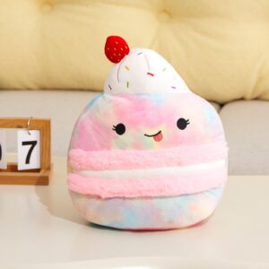 CozyWorld 12-Inch Macaron Plush Pillow - Funny Food Stuffed Toys Medium-Sized Ultrasoft Birthday Cake Stuffed Animal Plushie Pillow Cute Room Decor for Kids Boys Girls