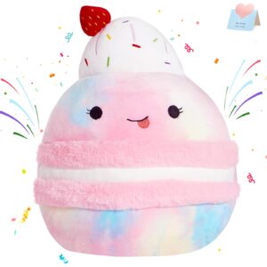 cozyworld 12-inch macaron plush pillow - funny food stuffed toys medium-sized ultrasoft birthday cake stuffed animal plushie pillow cute room decor for kids boys girls