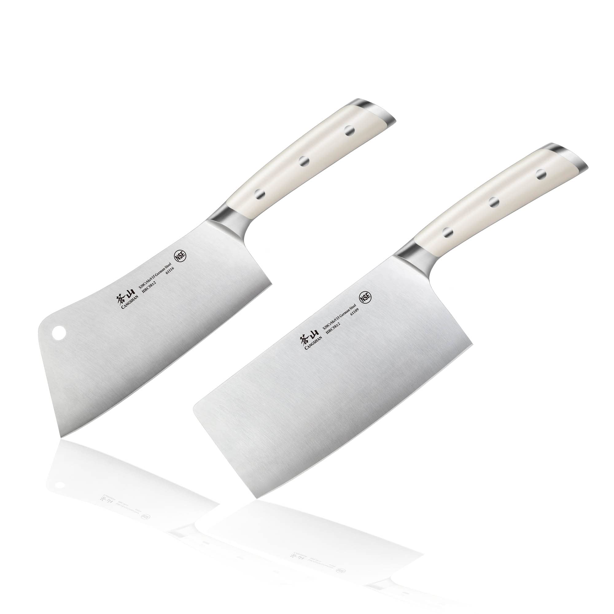 Cangshan S/S1 Series German Steel Forged Chinese Cleaver Set (White)