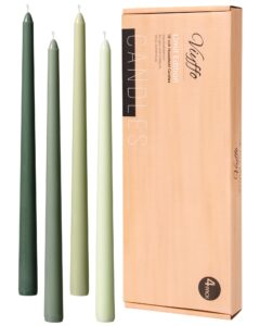 viyffo 12 inch green taper candles set of 4 unscented smokeless long tall tapered candles for candlesticks sticks wedding home decor dinner