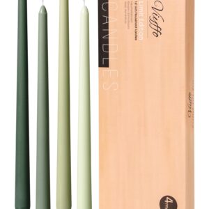 Viyffo 12 Inch Green Taper Candles Set of 4 Unscented Smokeless Long Tall Tapered Candles for Candlesticks Sticks Wedding Home Decor Dinner