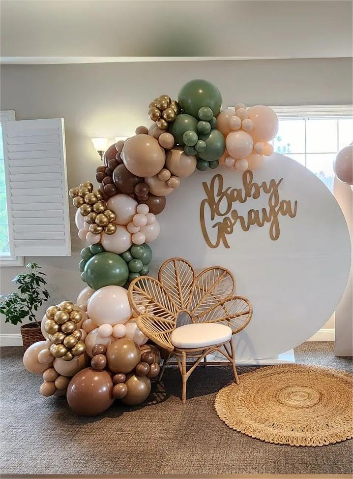 YAOWKY 100PCS Brown Balloons Different Sizes 18 12 10 5 Inches,Matte Coffee Brown Latex Balloons Garland Arch Kit with Glue Dot and Strip for Birthday Weddings Anniversary Graduation Party Decorations