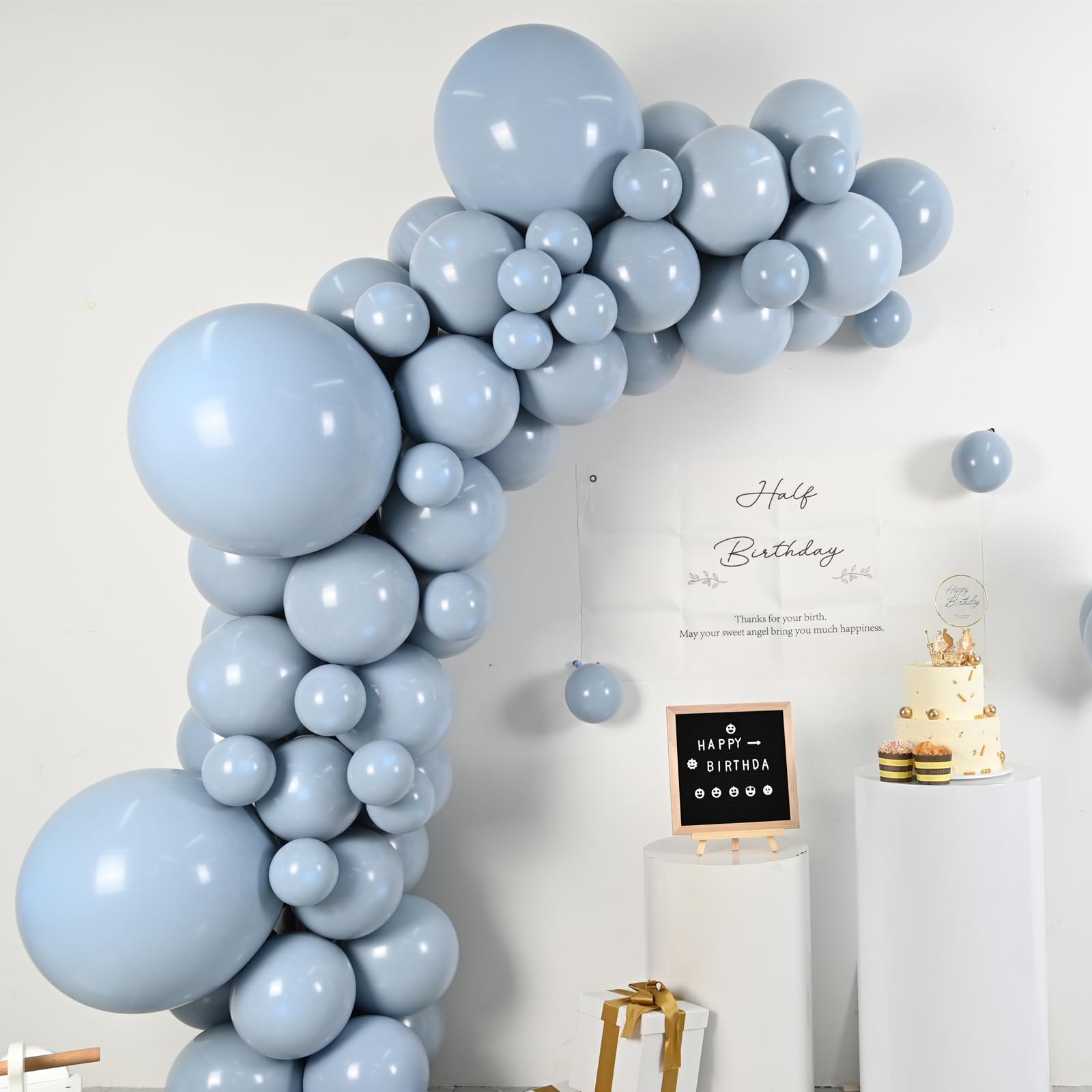 Dusty Blue Balloons Different Sizes Double Stuffed Blue Balloon Garland 18 12 10 5inch Latex Slate Blue Balloon Pastel Blue Balloon Arch Kit for Neutral Birthday Party Decoration Baby Shower